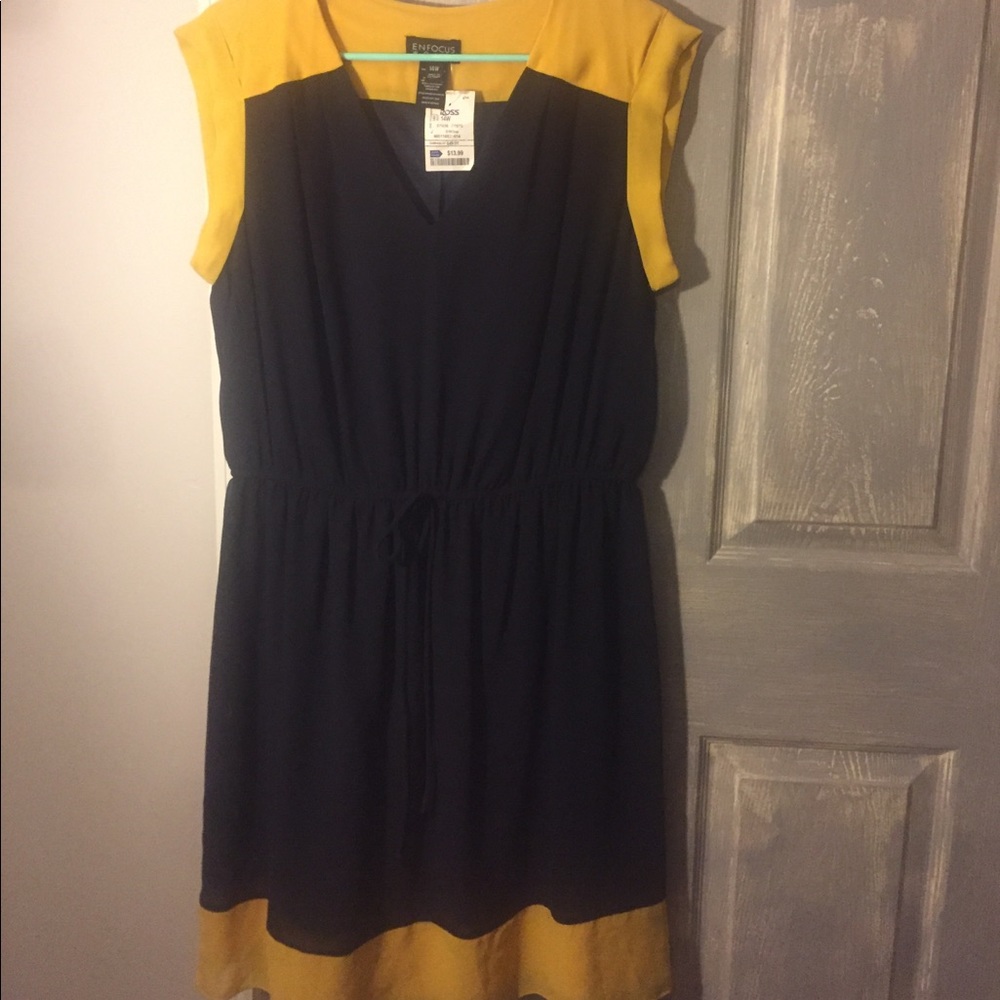 Yellow and Navy blue dress